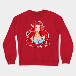 Elf Girl Middle Finger Sign Crewneck Sweatshirt